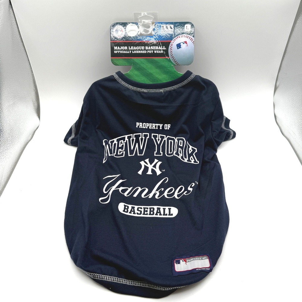 New York Yankees Pet Dog TShirt Size Large Navy‎ Blue MLB Licensed Fan Gear NEW